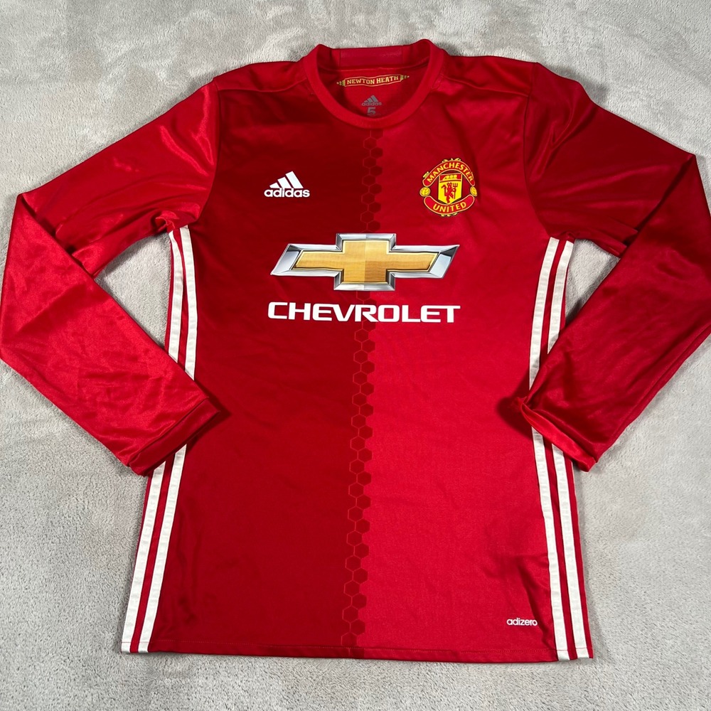 Adidas Manchester United 2016-17 Home Jersey Long Sleeve Red Men's Size Small
